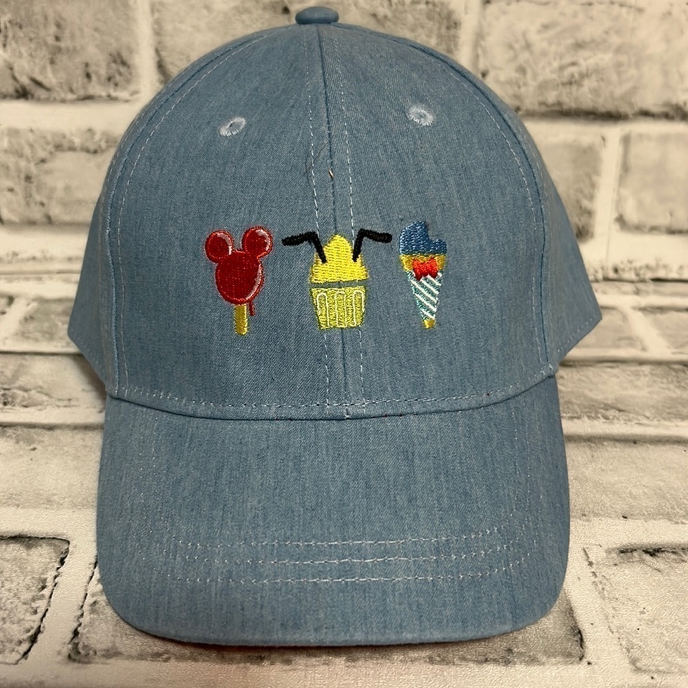 Disney Adjustable Ball Cap, NWT, Light Blue Denim, Embroidered, Light Weight